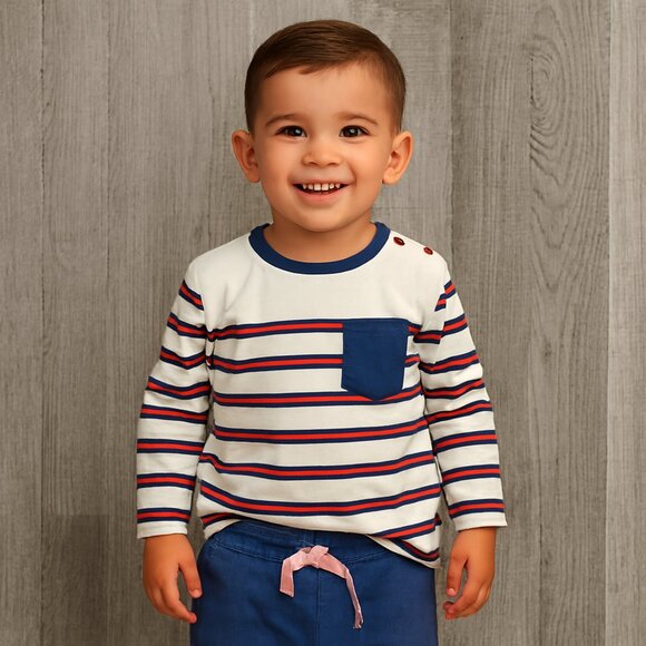 NWT Orange, White & Blue Stripe Set – Everyday Comfort with a Pop of Play 4T - Picture 1 of 6